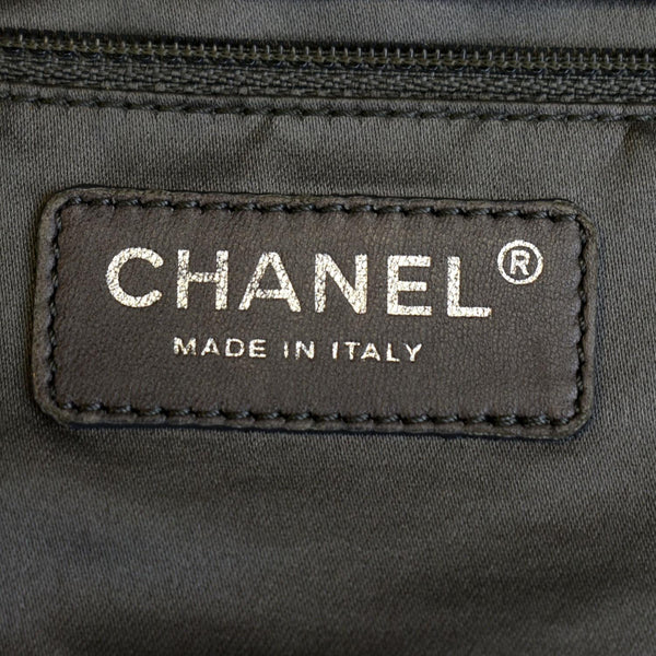 CHANEL Camellia Embossed Vinyl Leather Shoulder Bag Bag Black