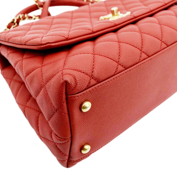 Chanel Medium Coco Leather Top Handle Shoulder Bag in Red Color