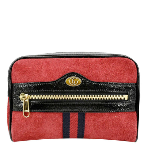 GUCCI Ophidia Small Suede Belt Waist Bag Red 517076