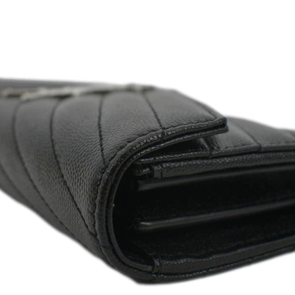 YVES SAINT LAURENT Monogram Grain De Poudre Leather Wallet Black