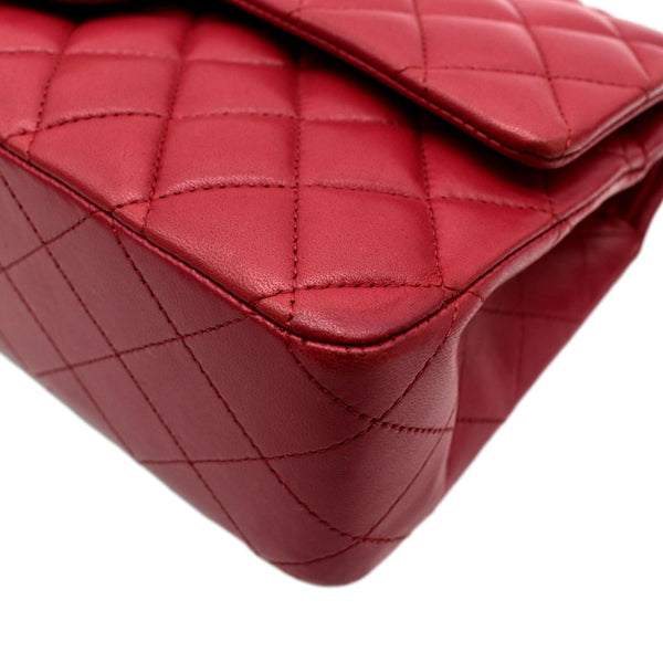 CHANEL Classic Medium Double Flap Quilted Leather Shoulder Bag Red