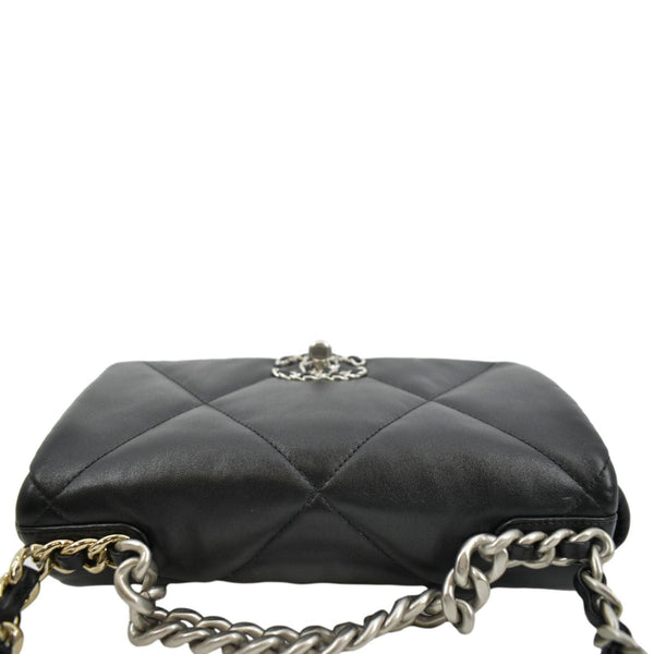 CHANEL 19 Small Flap Quilted Lambskin Leather Shoulder Bag Black