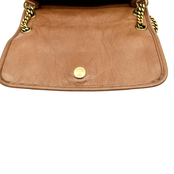 YVES SAINT LAURENT Niki Medium Leather Crossbody Bag Dark Brown