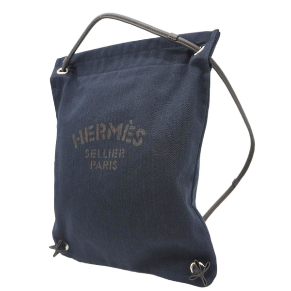 HERMES Aline Grooming Swift Canvas Backpack Bag Navy Blue