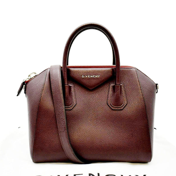 GIVENCHY Antigona Small Aubergine Leather Shoulder Bag Burgundy