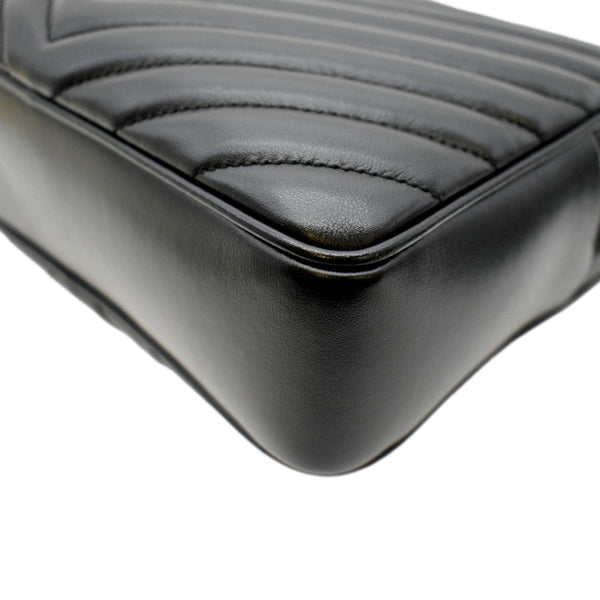 YVES SAINT LAURENT Lou Chevron Leather Camera Crossbody Bag Black