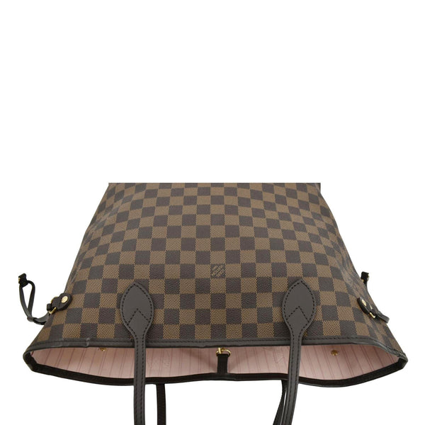 LOUIS VUITTON Neverfull MM Damier Ebene Tote Bag Rose Ballerine