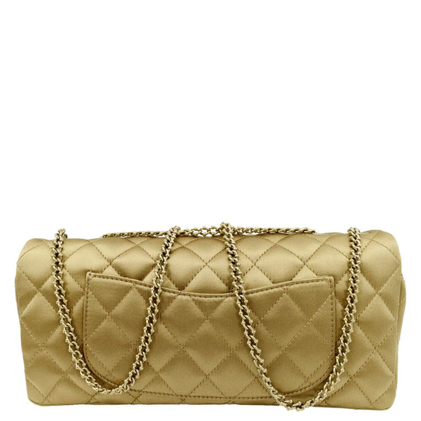 CHANEL East West Satin Single Flap Shoulder Bag Gold