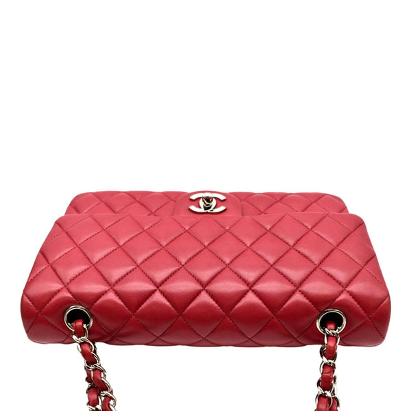 CHANEL Classic Medium Double Flap Quilted Leather Shoulder Bag Red