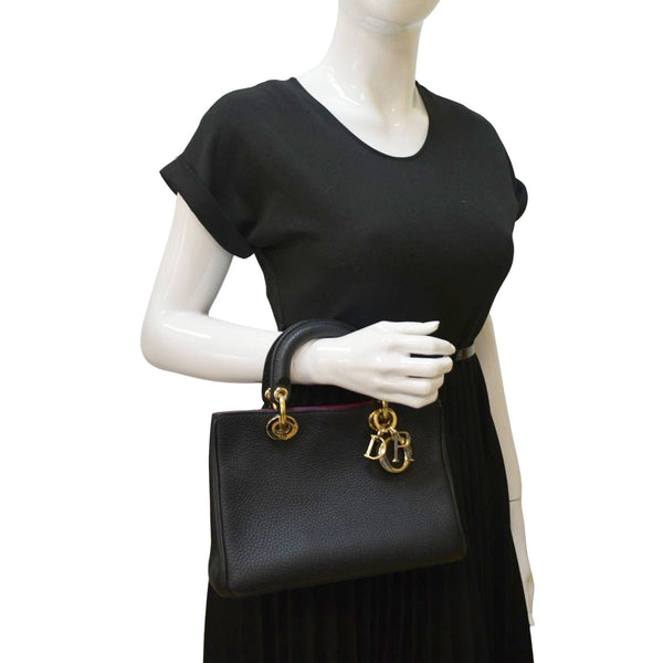 CHRISTIAN DIOR Diorissimo Leather Tote Bag Black