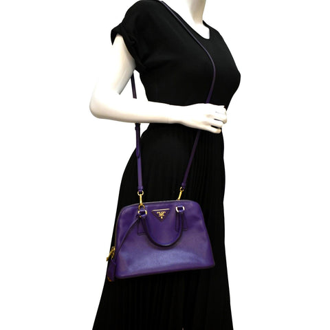 PRADA Lux Promenade Saffiano Leather Shoulder Bag Purple