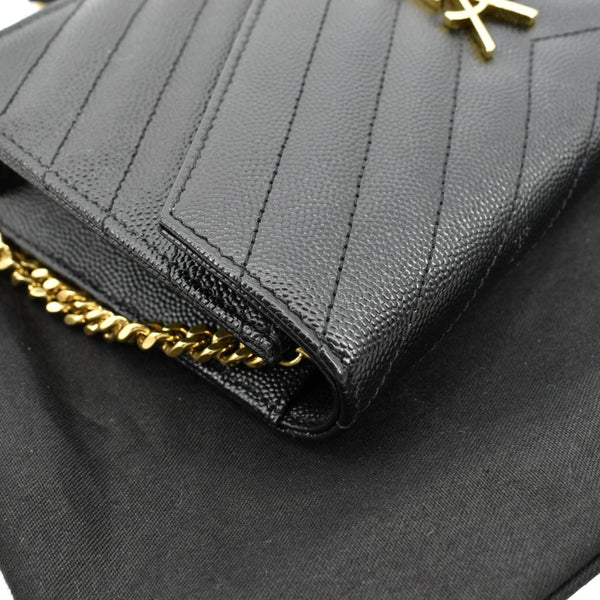 YVES SAINT LAURENT Wallet on Chain Leather Shoulder Bag Black