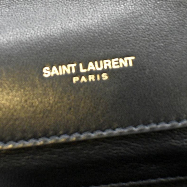 YVES SAINT LAURENT Gaby Small Envelope Quilted Leather Wallet Black