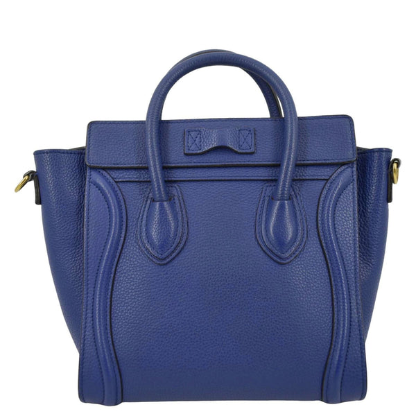 CELINE Nano Luggage Drummed Leather Tote Crossbody Bag Blue