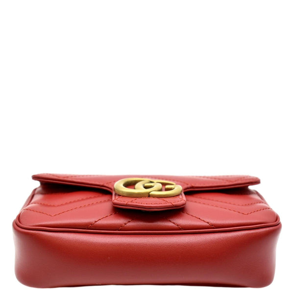 GUCCI GG Marmont Super Mini Matelasse Leather Crossbody Bag Red 476433