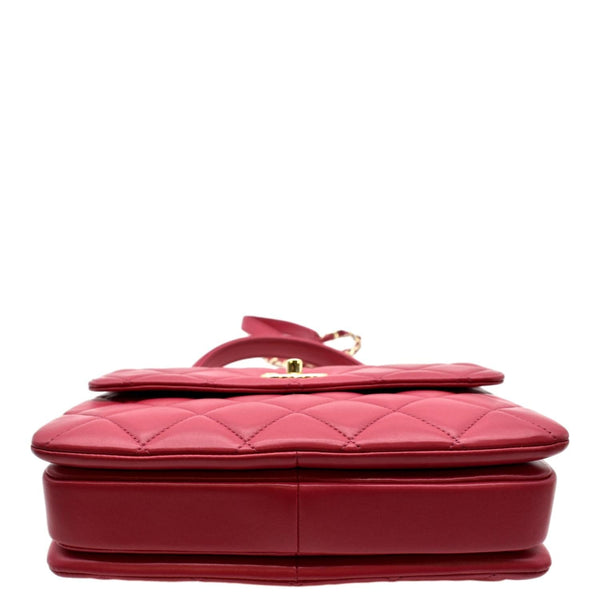 CHANEL Trendy CC Top Handle Flap Quilted Leather Shoulder Bag Pink