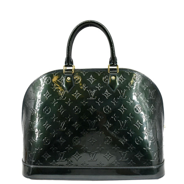 LOUIS VUITTON Alma GM Monogram Vernis Leather Satchel Bag Green