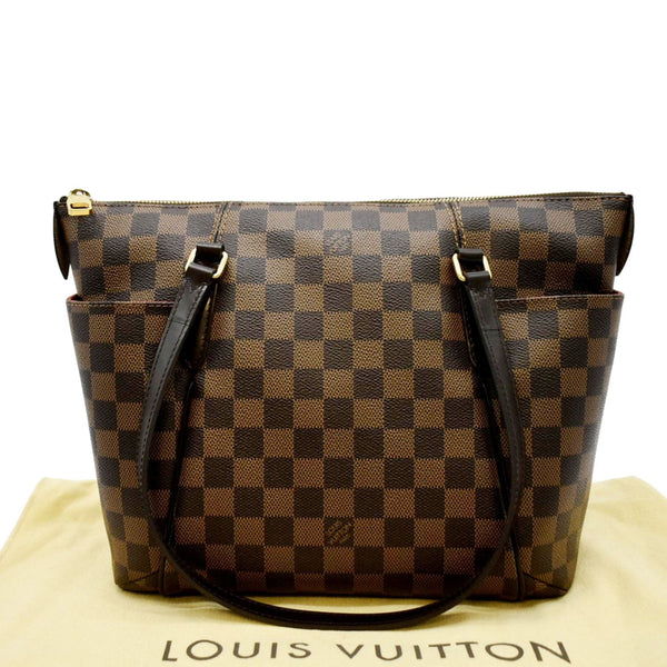 Front View LV Totally PM Damier Ebene Tote Shoulder Bag Brown