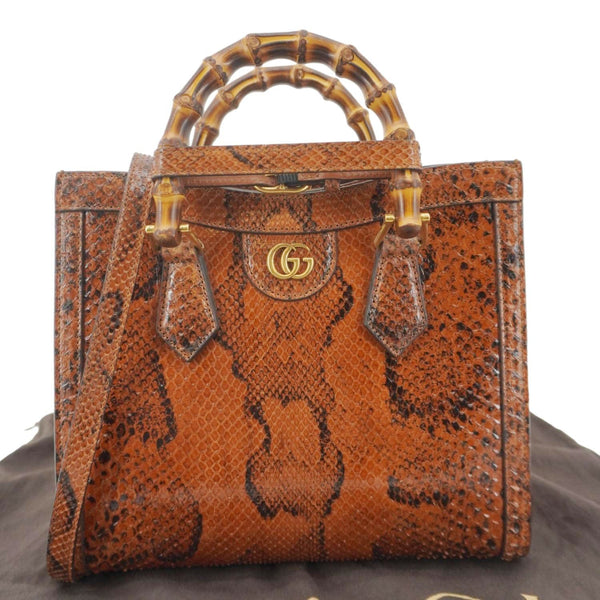 GUCCI Diana Small Snakeskin Leather Tote Bag Orange 660195