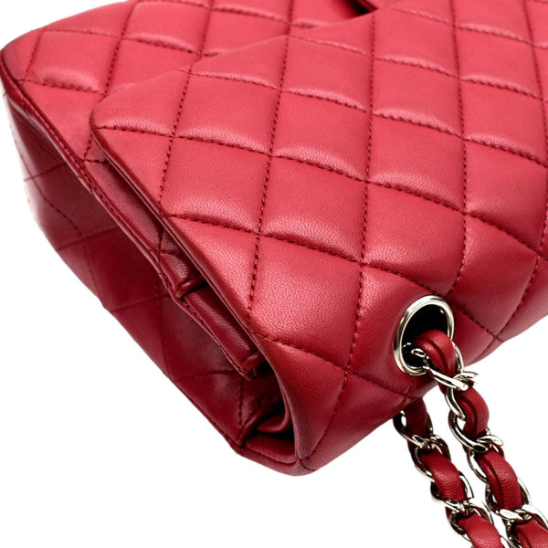 CHANEL Classic Medium Double Flap Quilted Leather Shoulder Bag Red