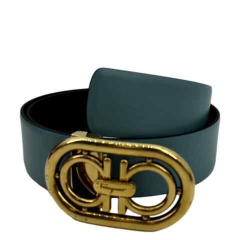 SALVATORE FERRAGAMO Buckle Reversible Belt Black/Mint Size 34