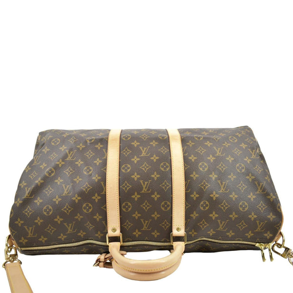 LOUIS VUITTON Keepall Bandouliere 55 Monogram Canvas Travel Bag Brown