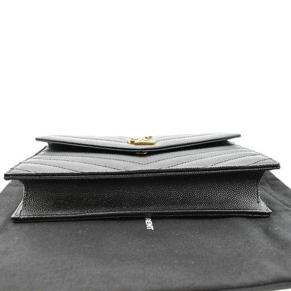 YVES SAINT LAURENT Wallet on Chain Leather Shoulder Bag Black