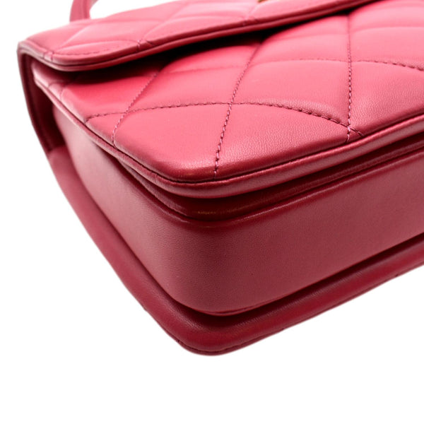 CHANEL Trendy CC Top Handle Flap Quilted Leather Shoulder Bag Pink