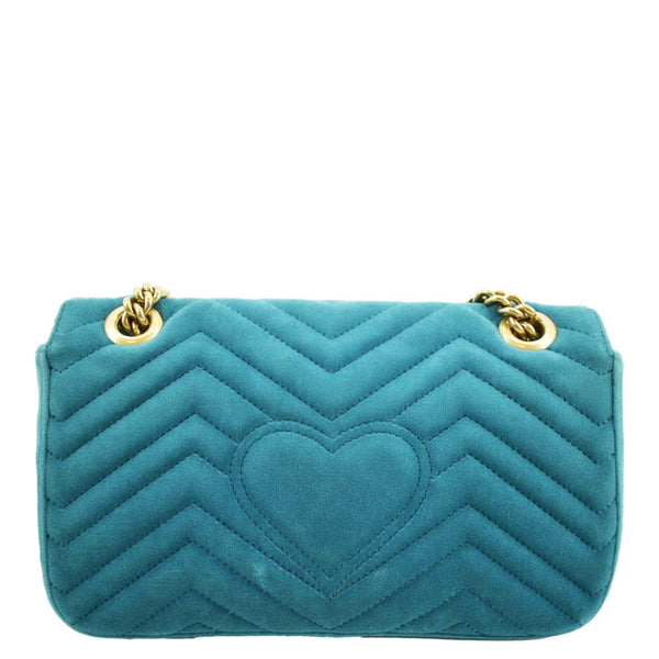 GUCCI GG Marmont Small Velvet Shoulder Bag - Turquoise