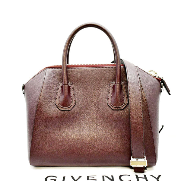 GIVENCHY Antigona Small Aubergine Leather Shoulder Bag Burgundy