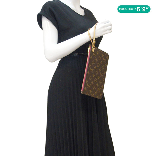 LOUIS VUITTON Monogram Canvas Wristlet Pouch Pivoine