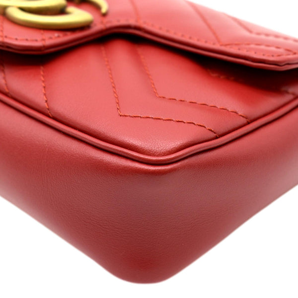 GUCCI GG Marmont Super Mini Matelasse Leather Crossbody Bag Red 476433