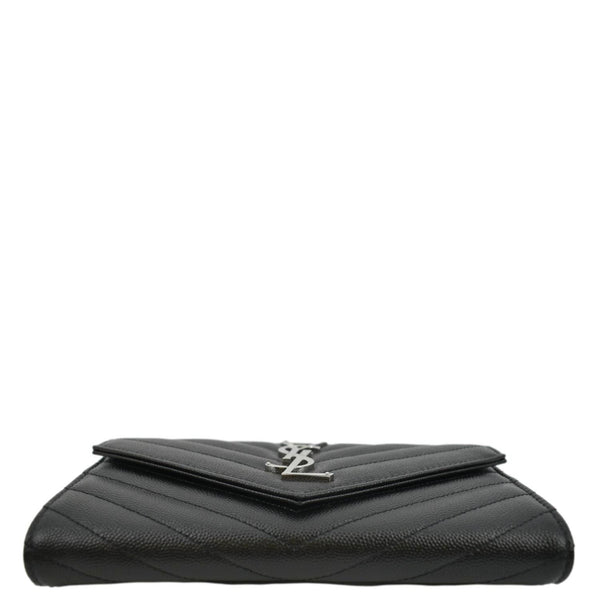 YVES SAINT LAURENT Monogram Grain De Poudre Leather Wallet Black