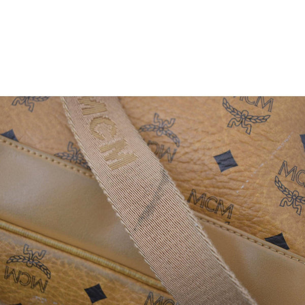 MCM Stark Studded Visetos Canvas Backpack Cognac