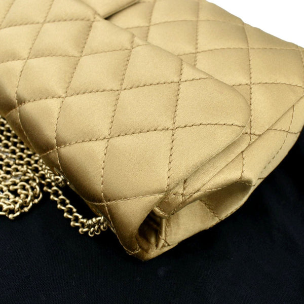 CHANEL East West Satin Single Flap Shoulder Bag Gold