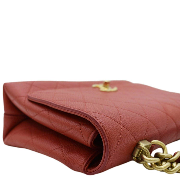 CHANEL Chic Affinity Stitched Small Flap Quilted Caviar Leather Crossbody Bag Red