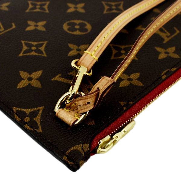 LOUIS VUITTON Neverfull Monogram Canvas Pochette Wristlet Pouch Brown