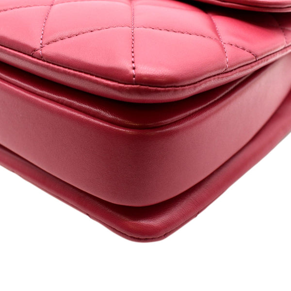 CHANEL Trendy CC Top Handle Flap Quilted Leather Shoulder Bag Pink