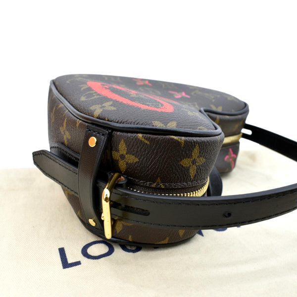 LOUIS VUITTON Sac Coeur Heart Monogram Canvas Crossbody Bag Brown