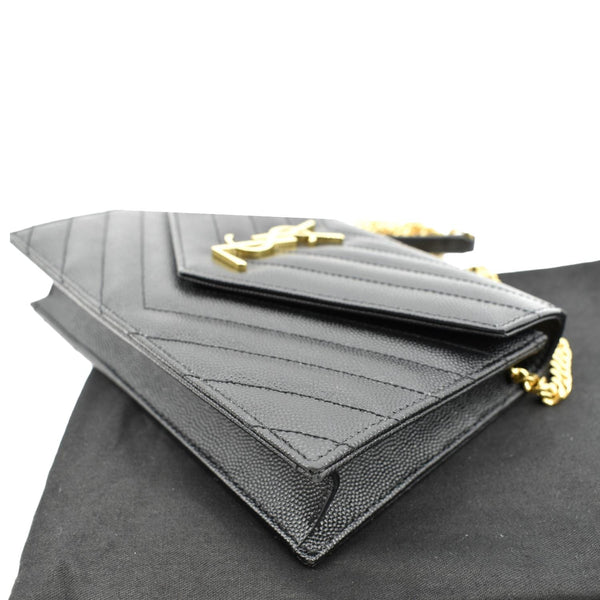 YVES SAINT LAURENT Wallet on Chain Leather Shoulder Bag Black