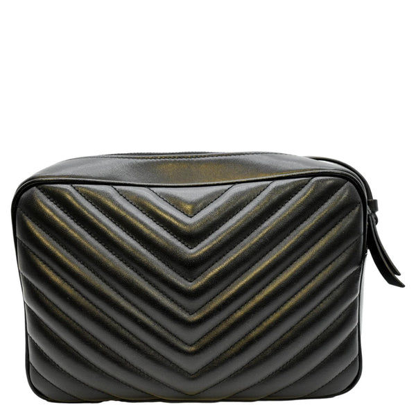 YVES SAINT LAURENT Lou Chevron Leather Camera Crossbody Bag Black