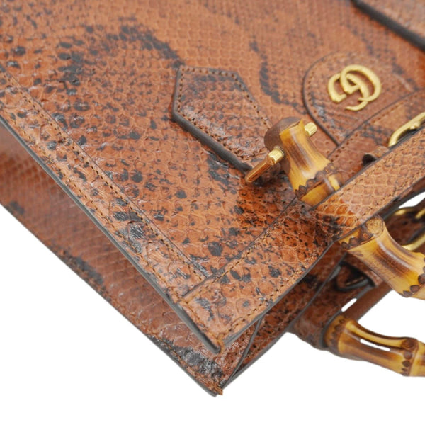 GUCCI Diana Small Snakeskin Leather Tote Bag Orange 660195