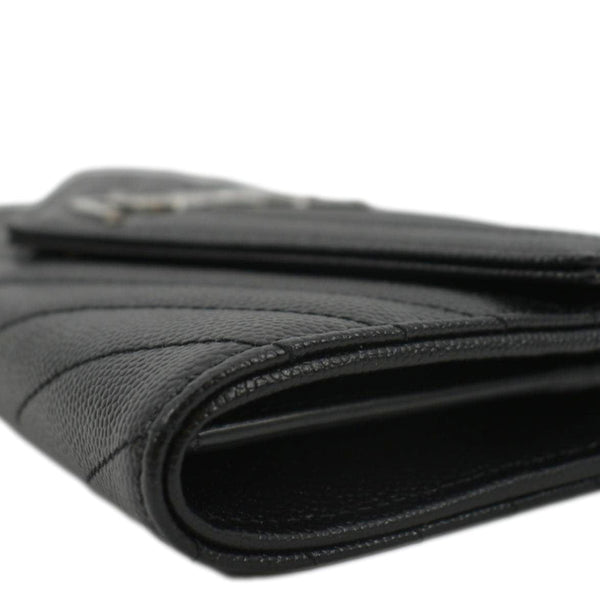 YVES SAINT LAURENT Monogram Grain De Poudre Leather Wallet Black