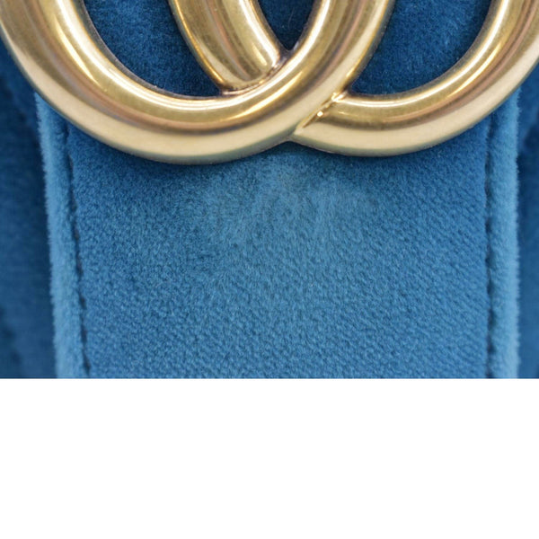 GUCCI GG Marmont Small Velvet Shoulder Bag - Turquoise