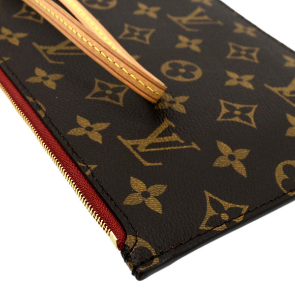 LOUIS VUITTON Neverfull Monogram Canvas Pochette Wristlet Pouch Brown
