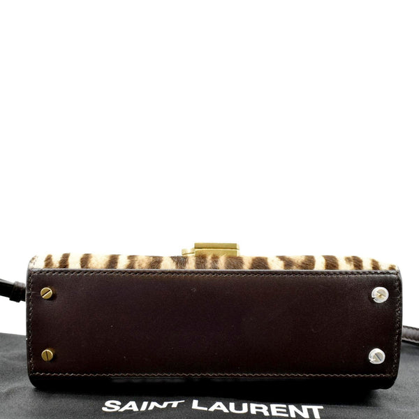 YVES SAINT LAURENT Cassandra Leopard Print Monogram Canvas Shoulder Bag Maroon