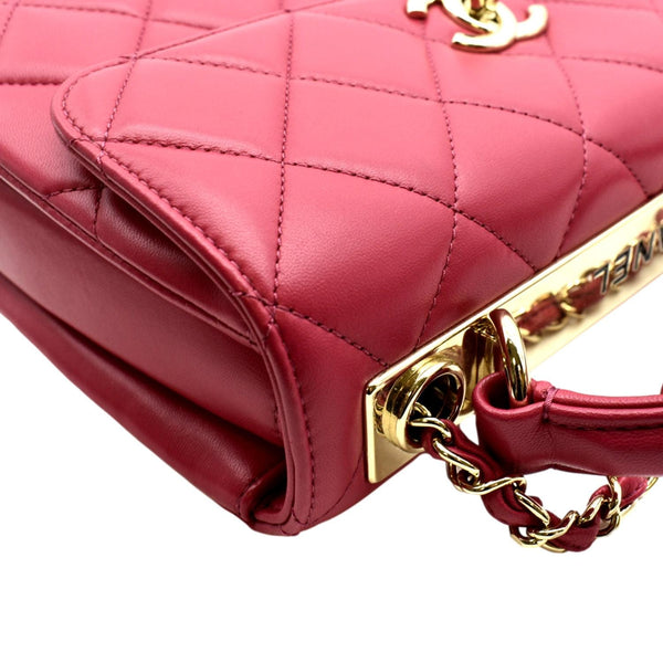 CHANEL Trendy CC Top Handle Flap Quilted Leather Shoulder Bag Pink