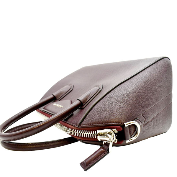 GIVENCHY Antigona Small Aubergine Leather Shoulder Bag Burgundy