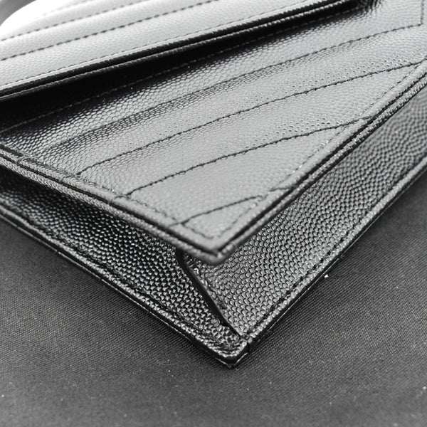 YVES SAINT LAURENT Wallet on Chain Leather Shoulder Bag Black