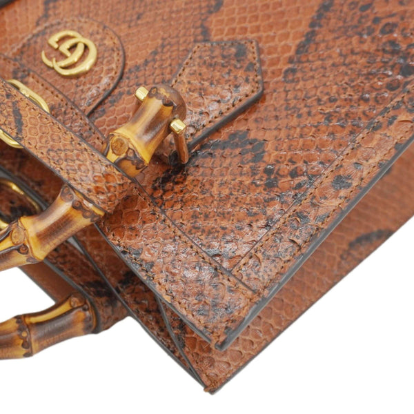 GUCCI Diana Small Snakeskin Leather Tote Bag Orange 660195